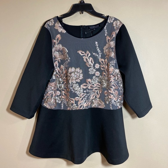 Eloquii Tops - Eloquii embroidered sequin peplum blouse 20